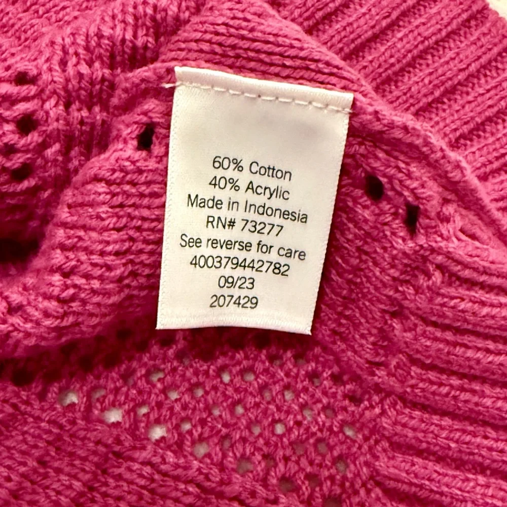 Sonoma Short Sleeve Crochet Cropped Cardigan Magenta Size L - Picture 5 of 5